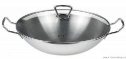 Pánev WOK nerezová se skleněnou poklicí – O 36 cm – Kunming - Fissler