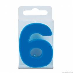 Svíčka ve tvaru číslice 6 - mini, modrá - Stadter