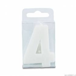 Svíčka ve tvaru číslice 4 - mini, bílá - Stadter