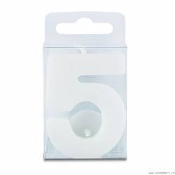 Svíčka ve tvaru číslice 5  - mini, bílá - Stadter