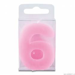 Svíčka ve tvaru číslice 6 - mini, růžová - Stadter