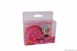 Košíček na muffiny s dekorací růžový 24ks - Silikomart