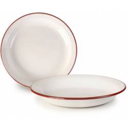 Smaltovaný talíř hluboký červeno bílý 28cm - Ibili
