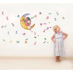 Samolepka na zeď  hudba a měsíc - nalepimeto