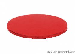 Kulatá podložka pod dort červená 25x1,2 cm - Decora