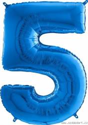 Nafukovací balónek číslo 5 modrý 102cm extra velký - Grabo