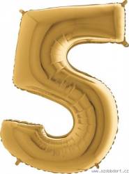 Nafukovací balónek číslo 5 zlatý 102cm extra velký - Grabo