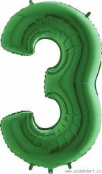 Nafukovací balónek číslo 3 zelený 102cm extra velký - Grabo