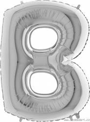Nafukovací balónek písmeno B stříbrné 102 cm - Grabo