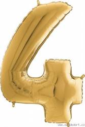 Nafukovací balónek číslo 4 zlatý 66cm - Grabo