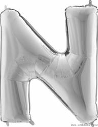 Nafukovací balónek písmeno N stříbrné 102 cm - Grabo