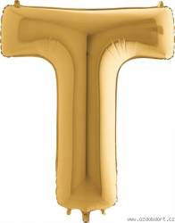 Nafukovací balónek písmeno T zlaté 102 cm - Grabo