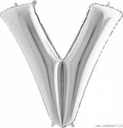 Nafukovací balónek písmeno V stříbrné 102 cm - Grabo