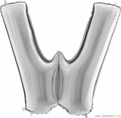 Nafukovací balónek písmeno W stříbrné 102 cm - Grabo