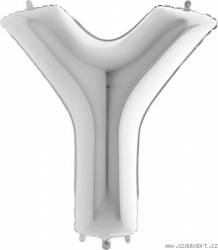 Nafukovací balónek písmeno Y stříbrné 102 cm - Grabo