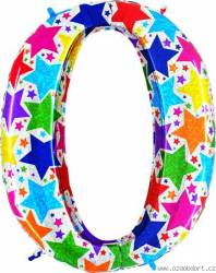 Nafukovací balónek číslo 0 barevné hvězdičky 102cm extra velký - Grabo