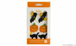 Cukrová dekorace na dort dýně, netopýr a kočka 6ks - Decora