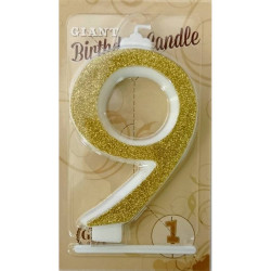 Svíčka velká zlatá číslo 9 6440 dortis