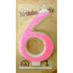 Svíčka velká růžová číslo 6 6457 dortis