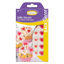Cukrová dekorace na zdobení srdíčka 24ks - Gunthart