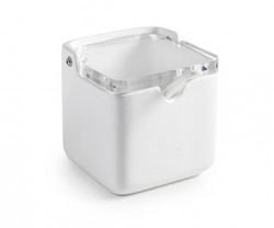 Bílá keramická dóza na sůl se lžičkou plastové víčko - Ibili