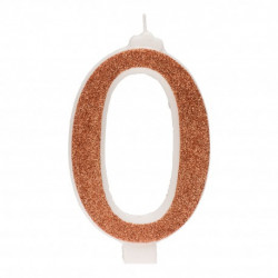 Svíčka na dort 12cm třpytivá zlatá číslo 0 - Dekora