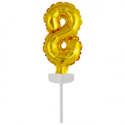 Fóliový balónek zlatý mini - zápich do dortu číslo 8 - Amscan