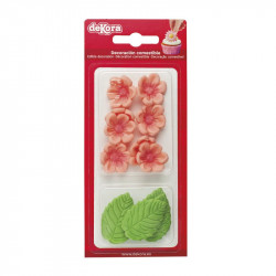 Curková dekorace 8 růžových kopretin a 5 listů - Dekora