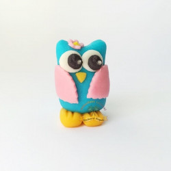 Figurka na dort sova modrá 30g z kokosové hmoty - Fagos