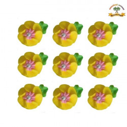 Cukrová dekorace květy žluté na platíčku 9ks - Fagos