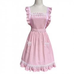 Zástěra kuchyňská světle růžová retro s kytičkama - Cakesicq