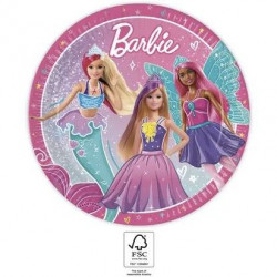 Papírové talířky barbie 23cm, 8ks - Procos