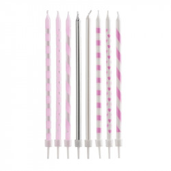 Svíčky dlouhé růžové, - Dekora