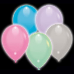 Latexový LED balonky pastelové, 5 ks - tib