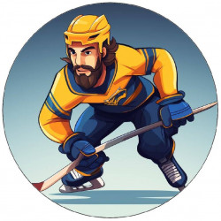 Jedlý papír hokejista v modro-žlutém dresu 19,5cm