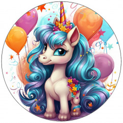 Jedlý papír Unicorn modrá hříva 19,5cm