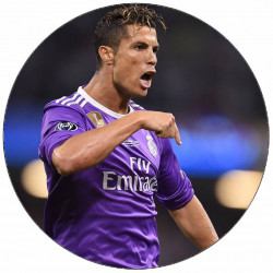 Jedlý papír Cristiano Ronaldo ve fialovém dresu 19,5 cm