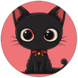 Jedlý papír černé kotě na růžovém pozadí 19,5 cm