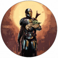 Jedlý papír Mandalorian rytíř a Baby Yoda 19,5 cm
