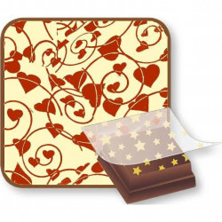 Bombasei transfer fólie Srdíčka červená se spirálami 36,5 x 25 cm