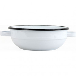 Smaltovaná selská mísa s uchy bílá 14 cm, vyrobeno pro BELIS/SFINX