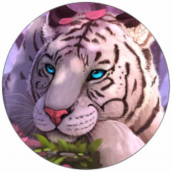 Jedlý papír ležící bílý tygr s modrýma očima 19,5 cm