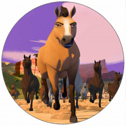 Jedlý papír kůň Spirit fialové pozadí 19,5 cm