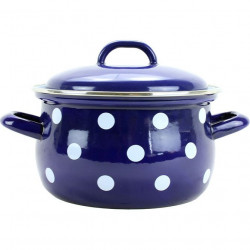 Belis BELIS Smaltovaný hrnec s poklicí PUNTÍK modrý 20 cm/3,6l