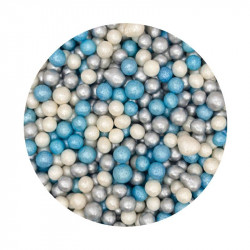 Cukrovo-rýžové perly směs modro-bílo-stříbrná 5mm 1kg - I LOVE CAKES