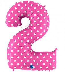 Nafukovací balónek číslo 2 růžový s puntíky 102 cm - Grabo