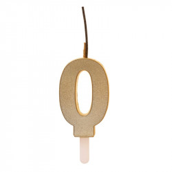 Zlatá svíčka s prskavkou číslo 0 - Dekora