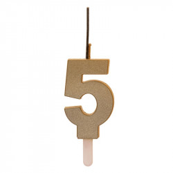 Zlatá svíčka s prskavkou číslo 5 - Dekora
