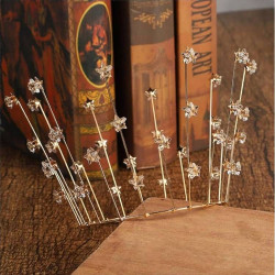 Nejedlá dekorace kovová Koruna zlatá s hvězdami