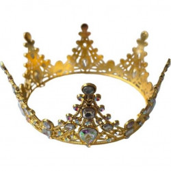 Nejedlá dekorace kovová Koruna zlatá s duhovými kameny